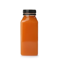 Bottle with fresh juice on white background