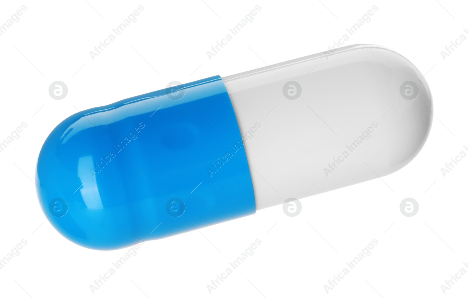 Photo of One antibiotic pill isolated on white. Medicinal treatment