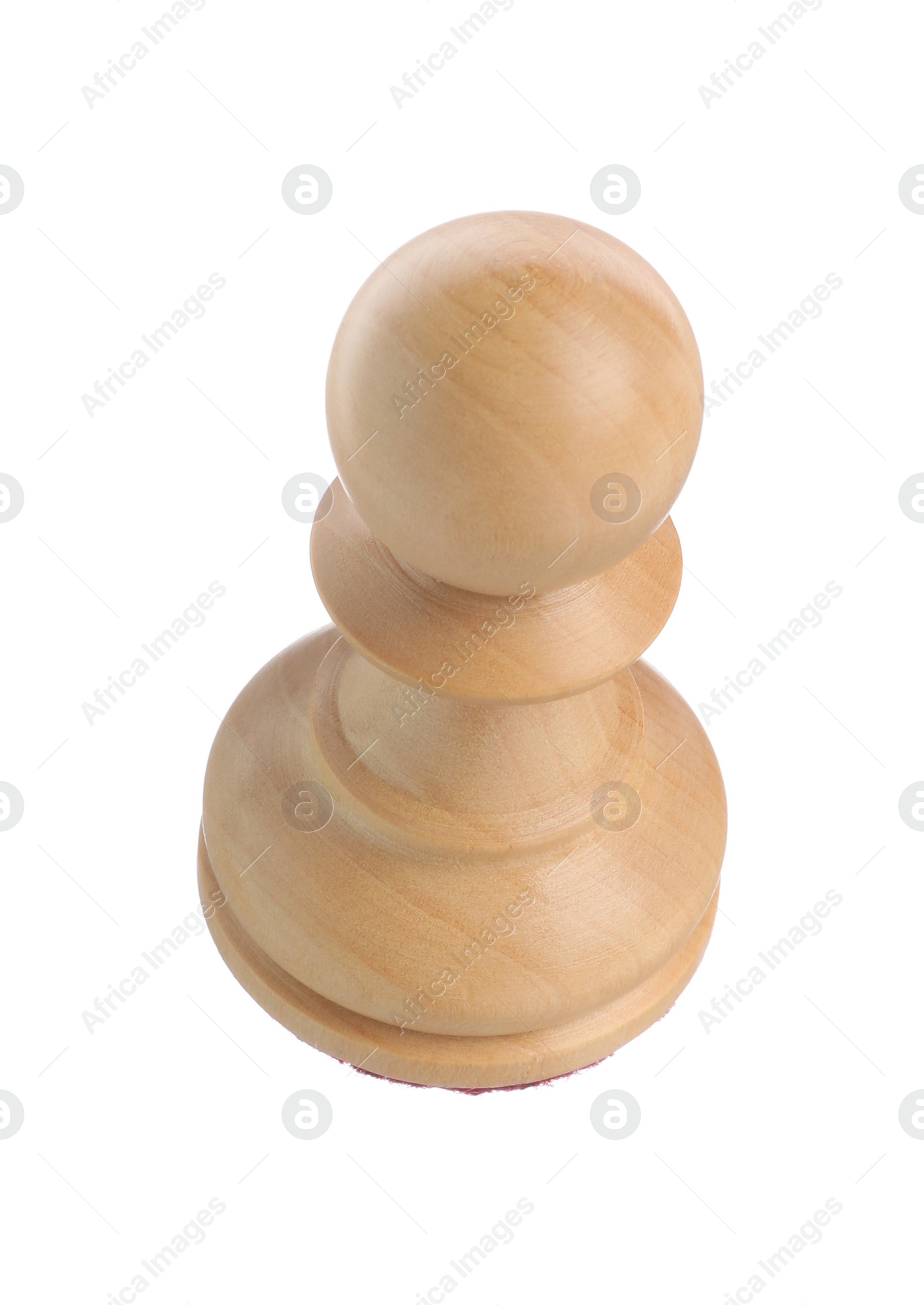 Photo of One wooden chess pawn isolated on white