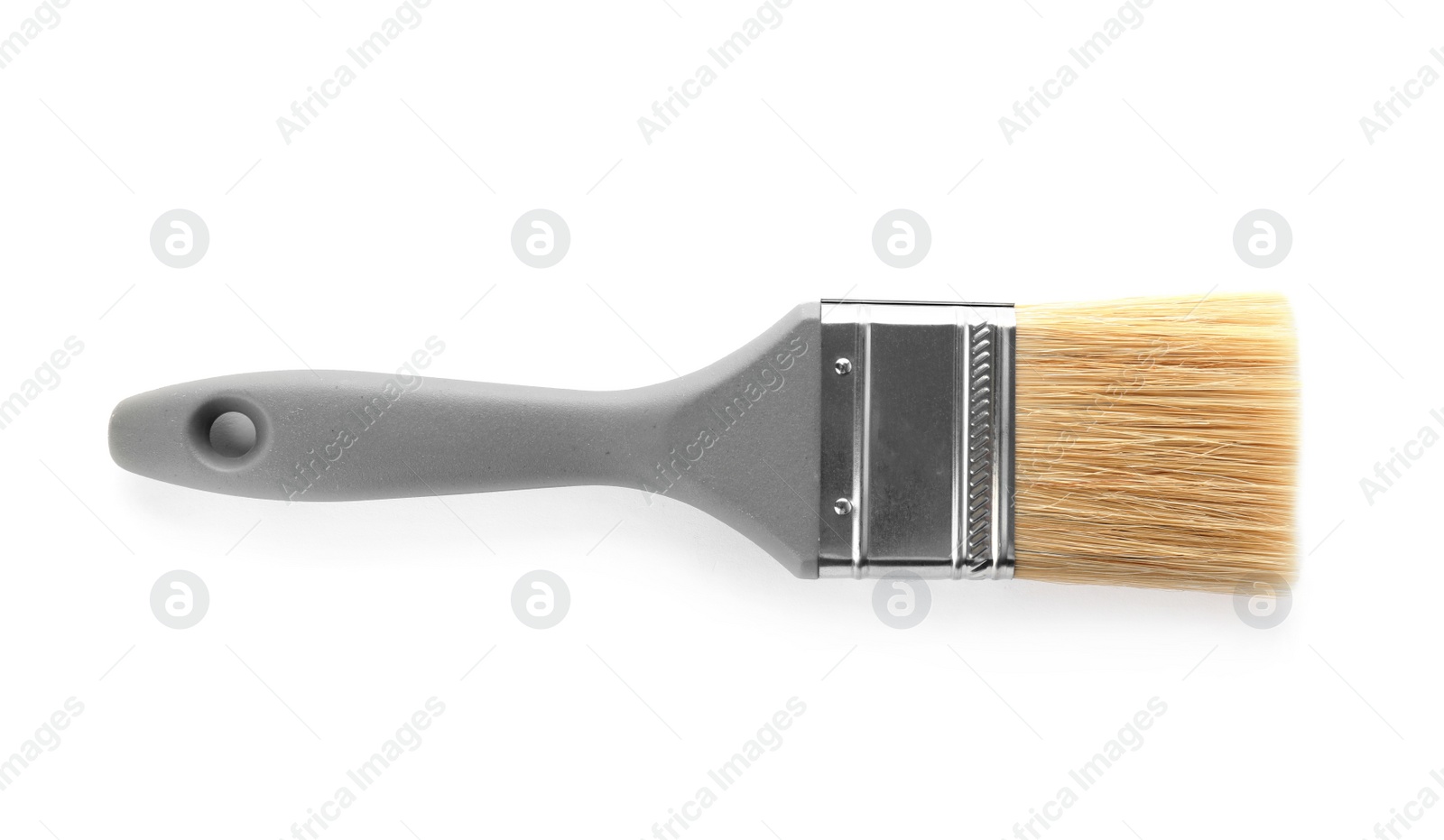 Photo of Paint brush with color handle on white background