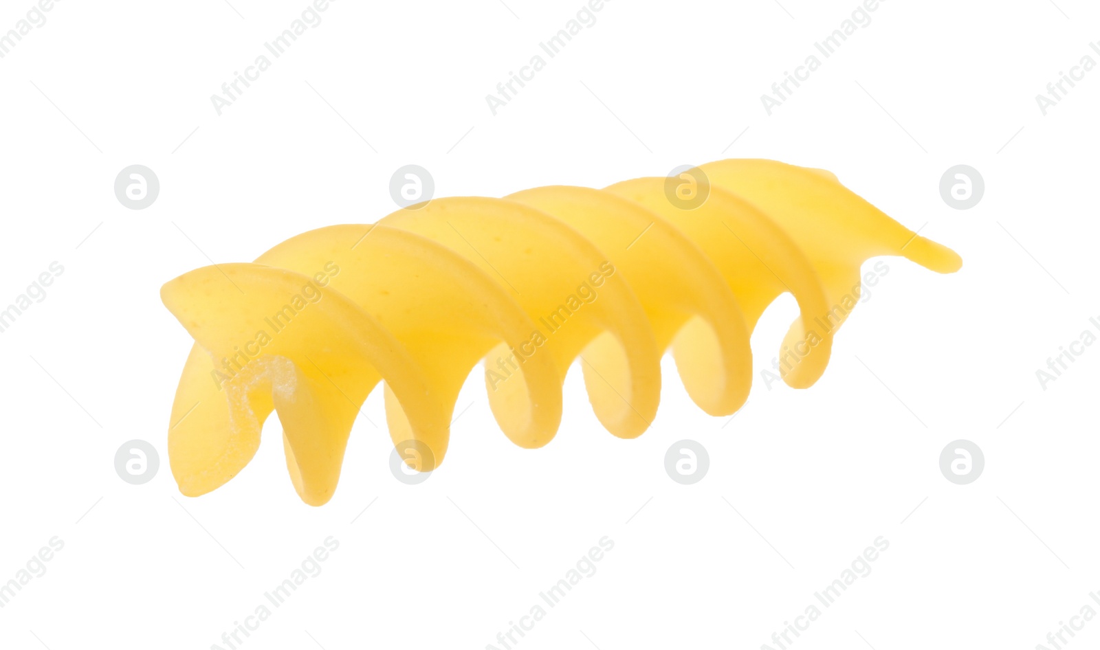 Photo of One piece of raw fusilli pasta isolated on white