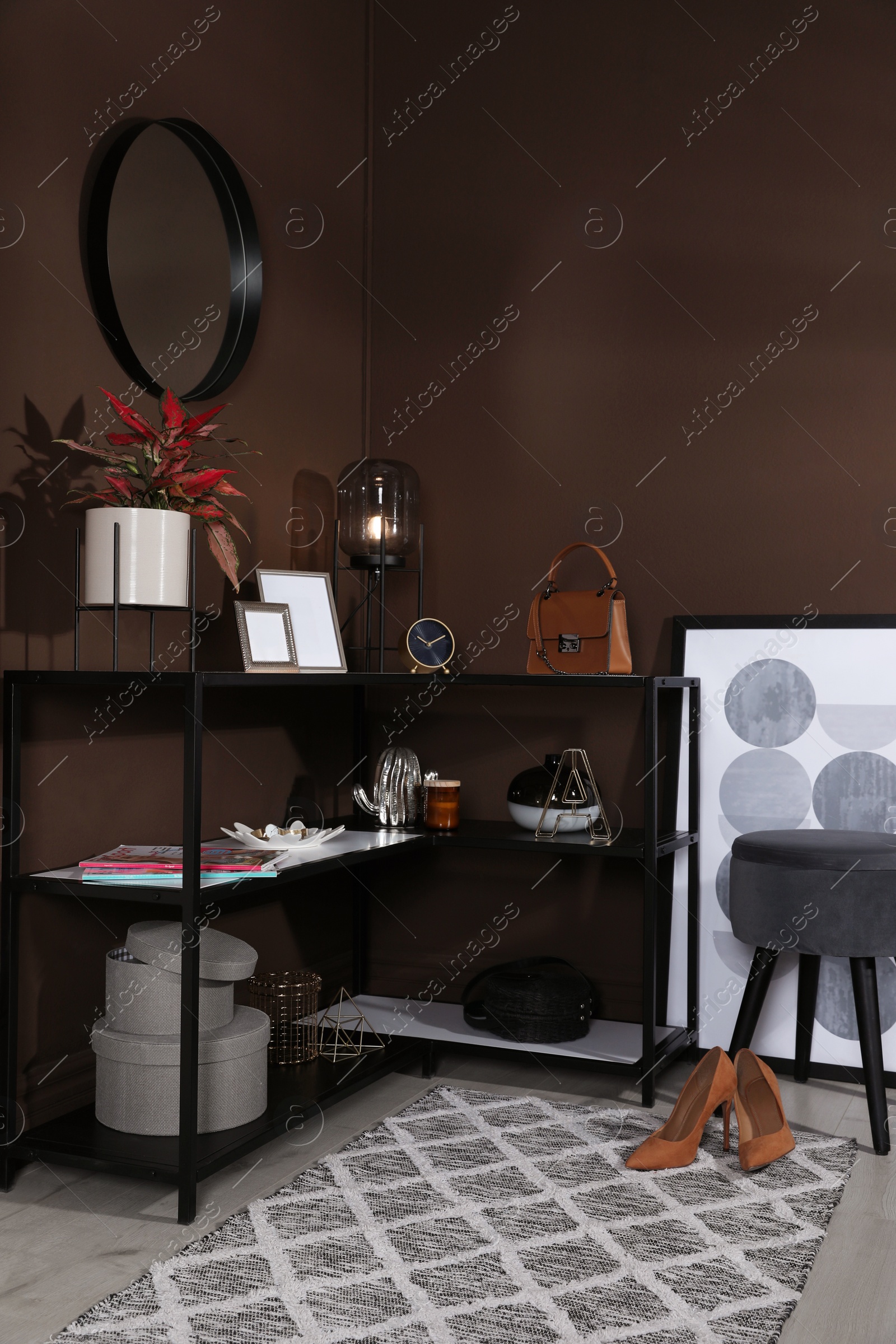 Photo of Hallway interior with console table and stylish decor