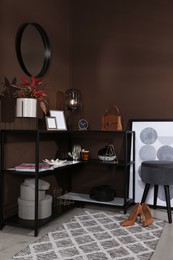 Hallway interior with console table and stylish decor