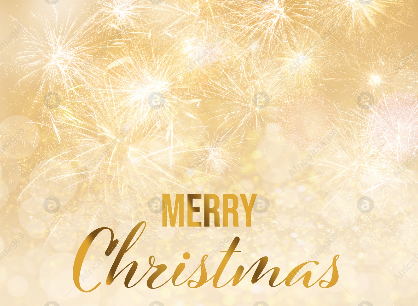 Illustration of Text Merry Christmas on festive background with fireworks