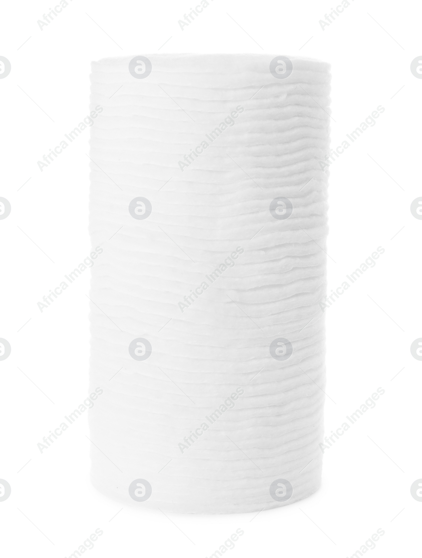 Photo of Stack of cotton pads on white background