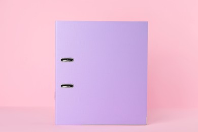 Photo of Lilac hardcover office folder on pink background