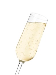 Glass of sparkling wine isolated on white