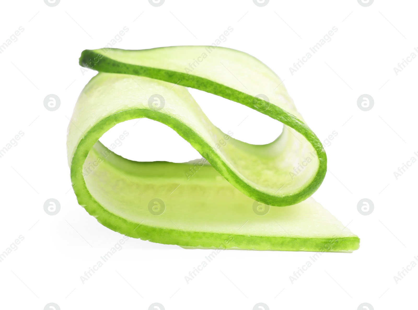 Photo of Slice of fresh cucumber isolated on white