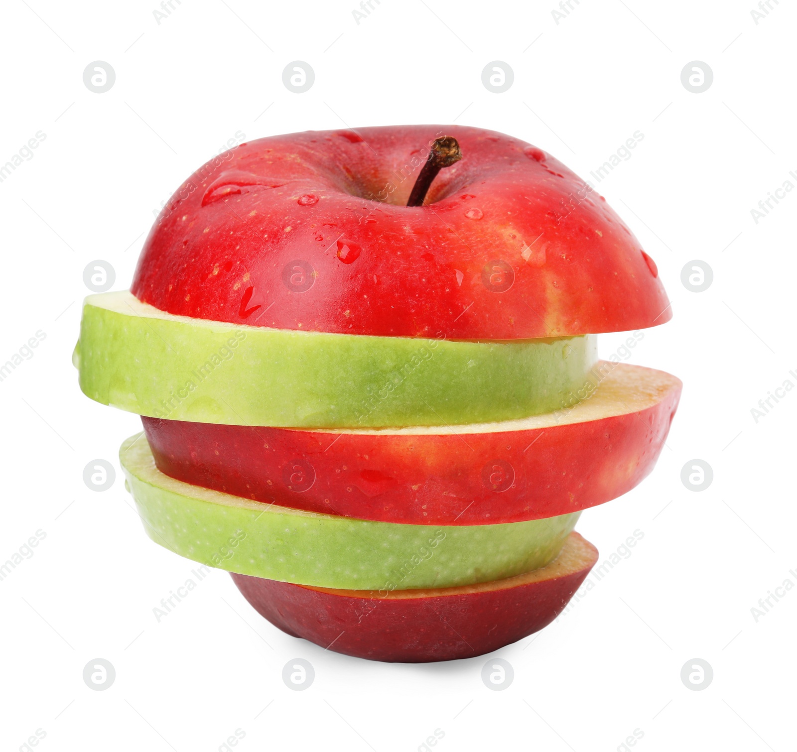 Photo of Slices of ripe apples isolated on white