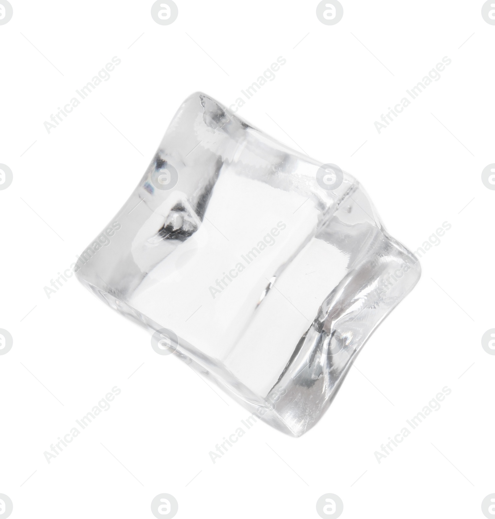 Photo of One crystal clear ice cube isolated on white