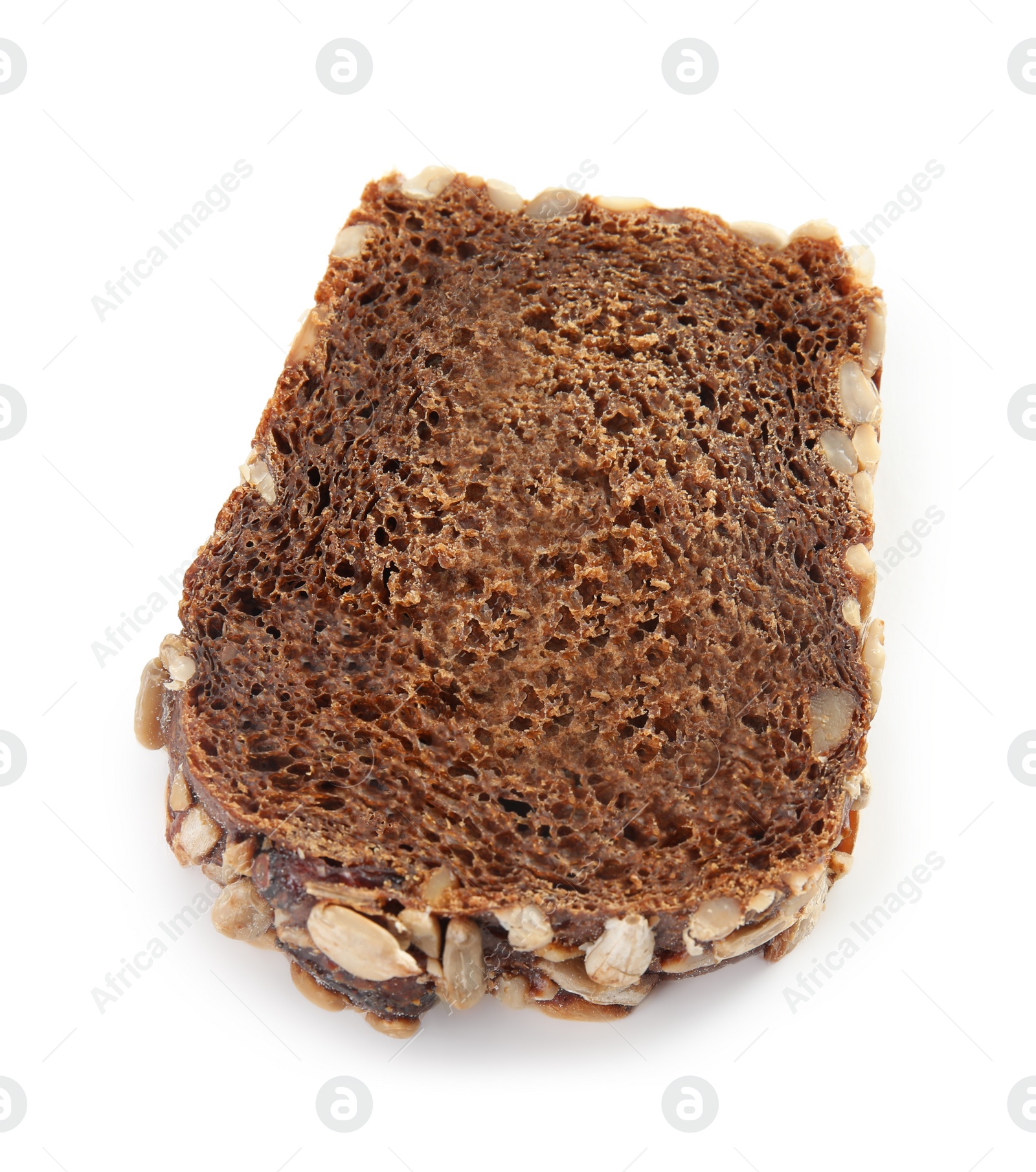 Photo of Slice of fresh rye bread on white background