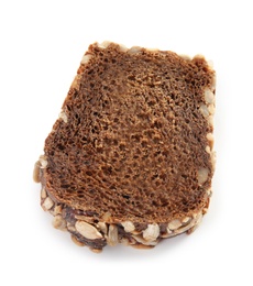 Photo of Slice of fresh rye bread on white background