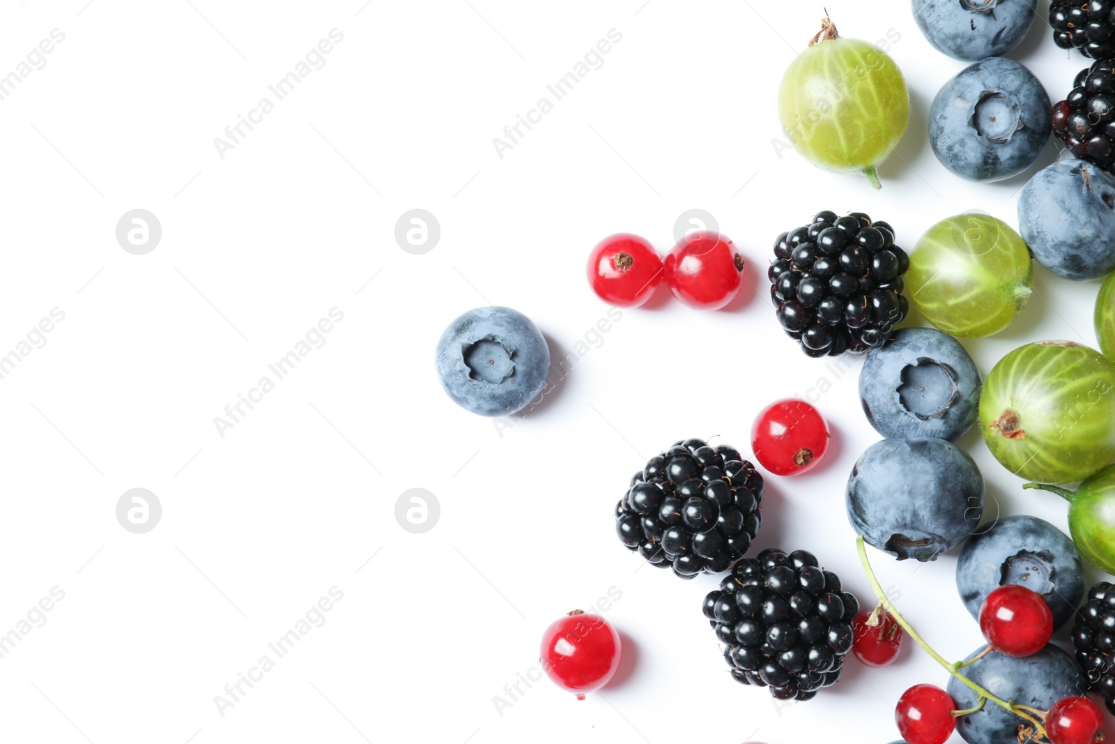 Photo of Mix of different fresh berries on white background