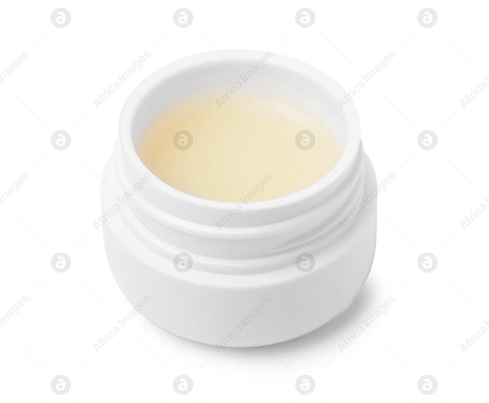 Photo of Jar of petroleum jelly on white background