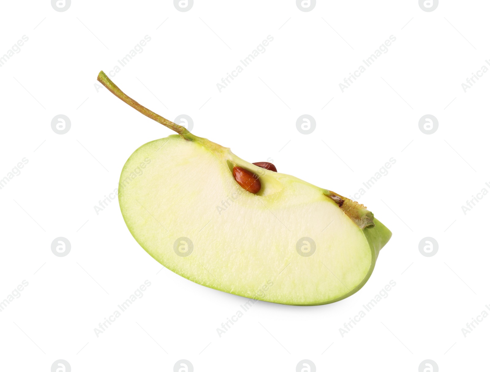 Photo of Piece of ripe green apple isolated on white