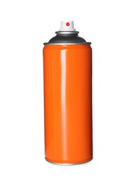 Photo of Orange can of spray paint isolated on white