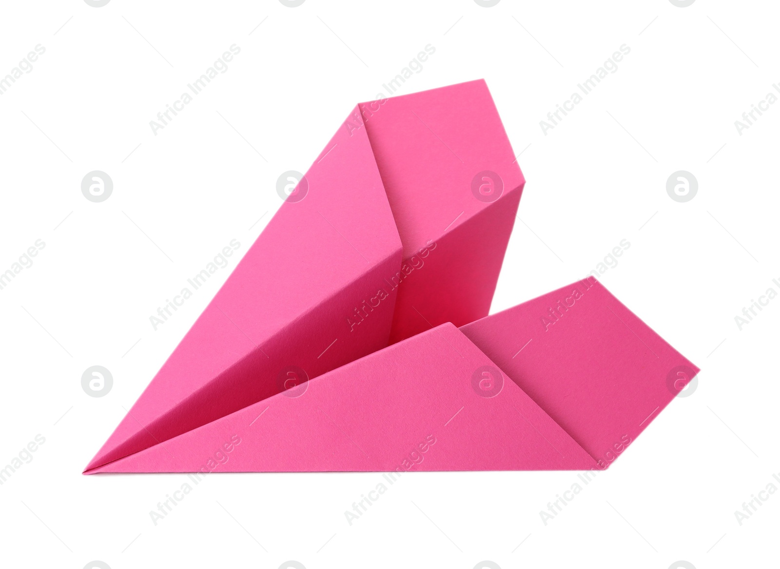 Photo of Handmade pink paper plane isolated on white