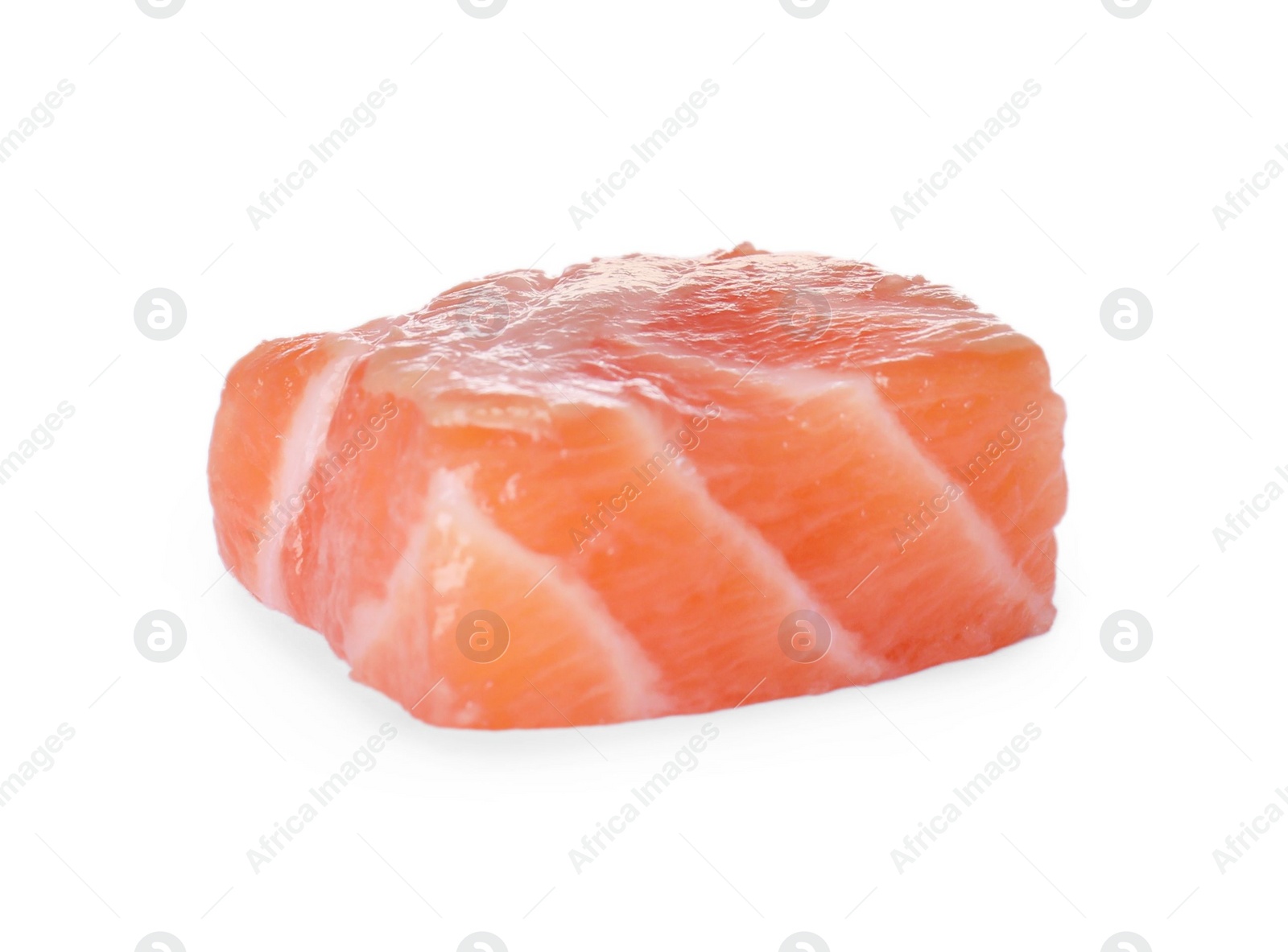 Photo of Piece of fresh raw salmon isolated on white