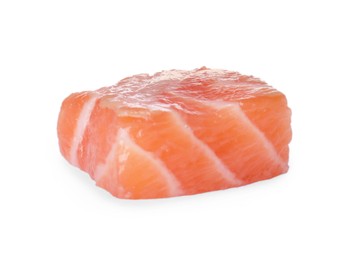 Piece of fresh raw salmon isolated on white