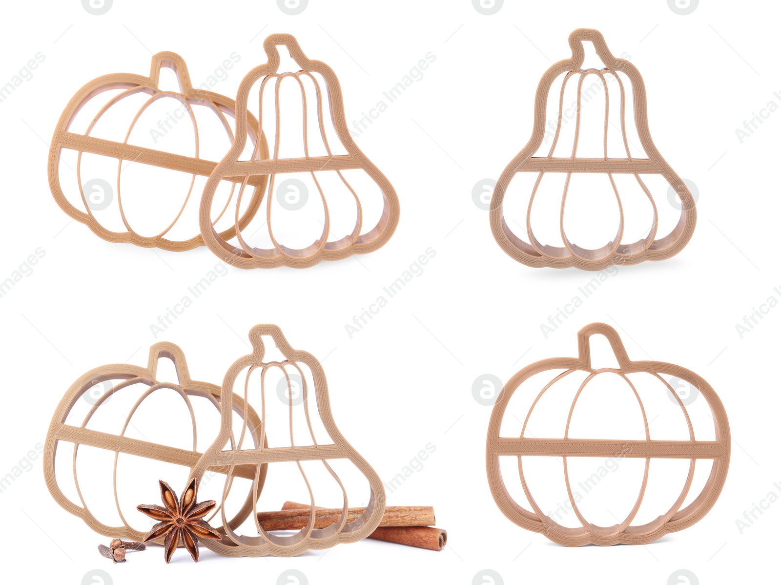 Image of Set with cookie cutters of different shapes on white background, top view