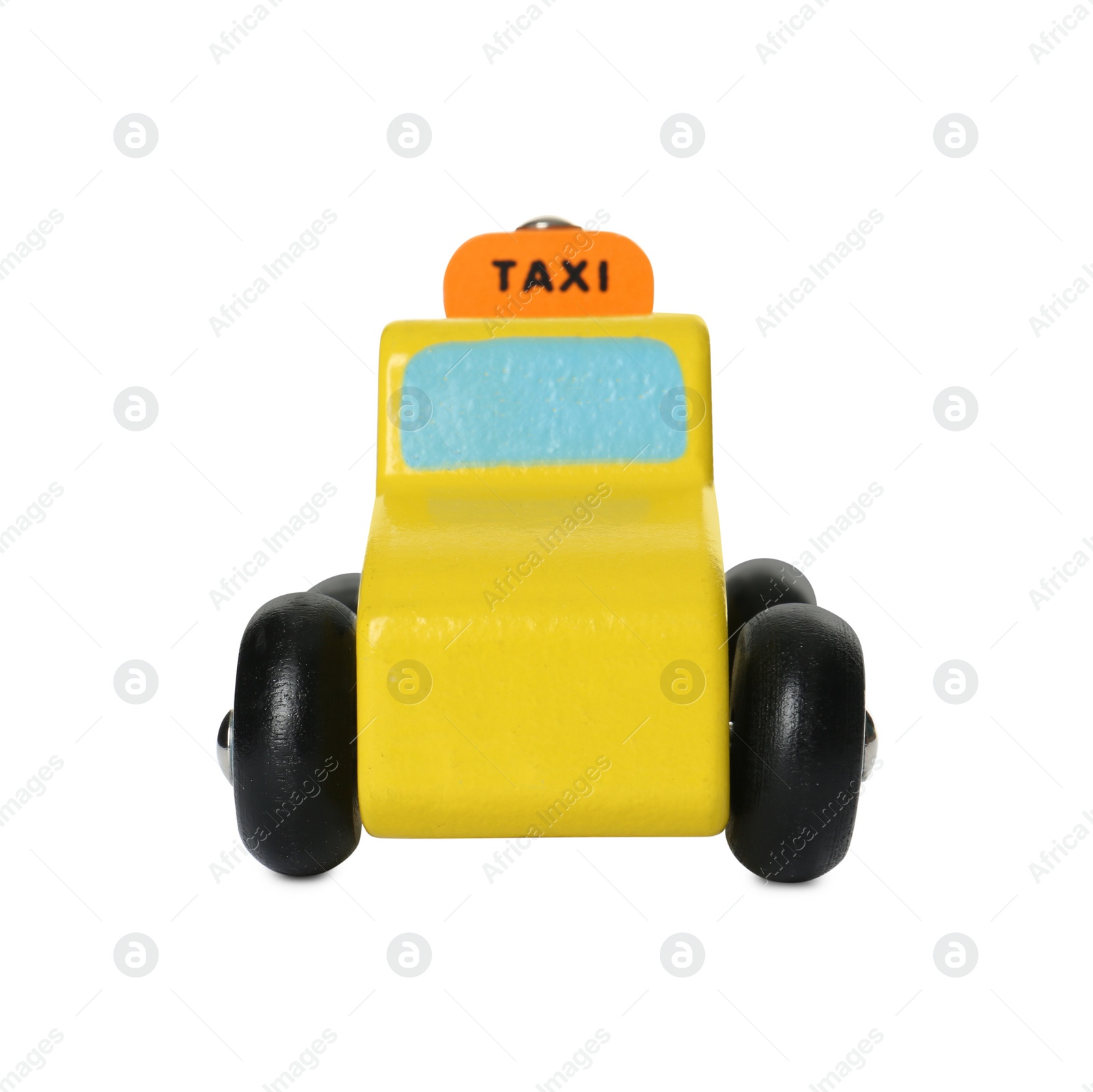 Photo of One taxi car isolated on white. Children's toy
