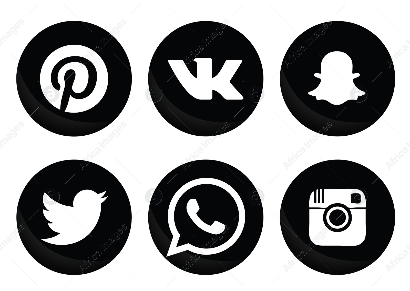 Illustration of MYKOLAIV, UKRAINE - APRIL 5, 2020: Collection of different social media apps icons, black and white