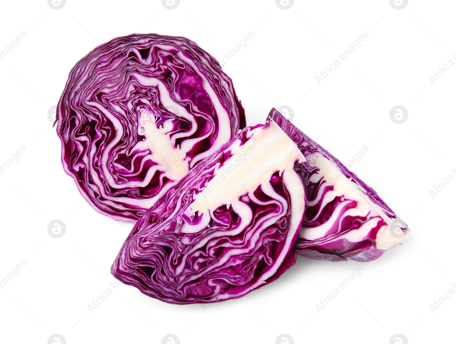 Photo of Cut fresh red cabbage isolated on white