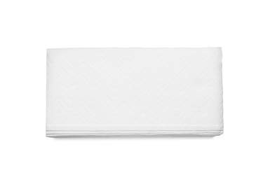 Photo of Stack of paper towels isolated on white, top view