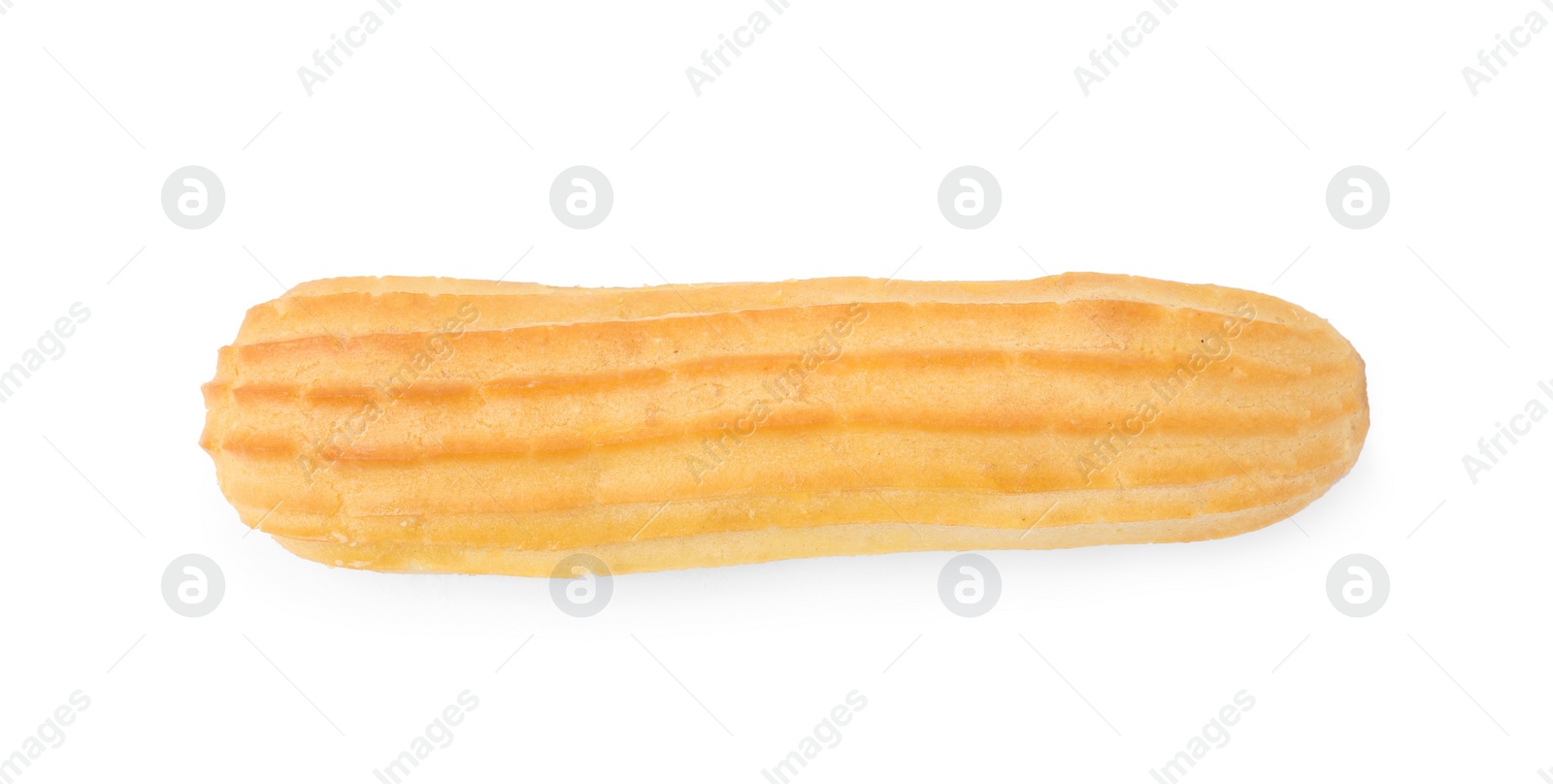 Photo of One fresh delicious eclair isolated on white