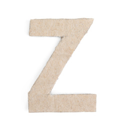 Letter Z made of cardboard isolated on white
