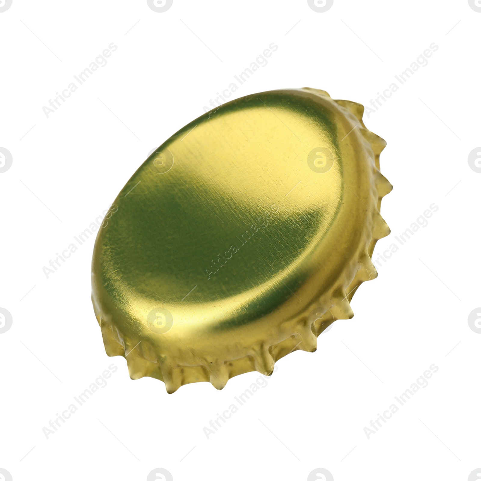 Photo of One golden beer bottle cap isolated on white