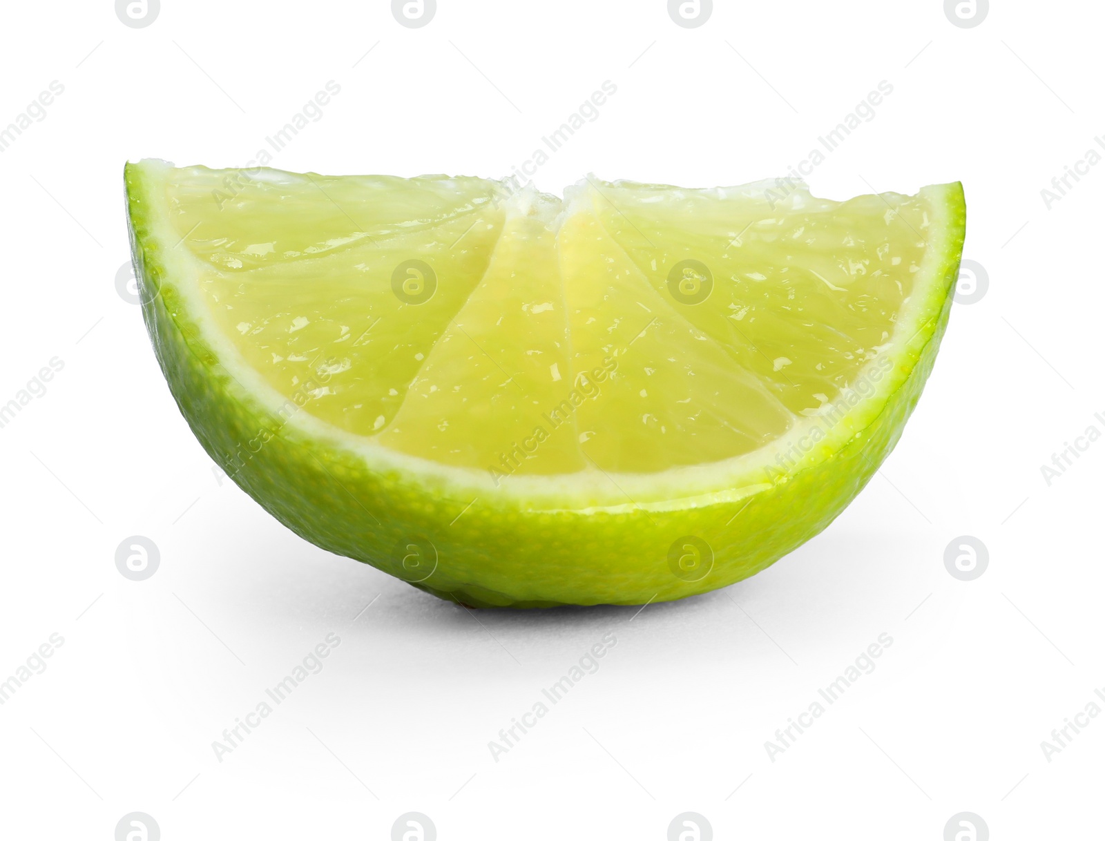 Photo of Slice of fresh green ripe lime isolated on white