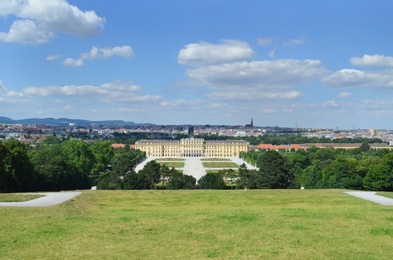 Photo of VIENNA, AUSTRIA - JUNE 19, 2018: Picturesque view of Schonbrunn Palace and park
