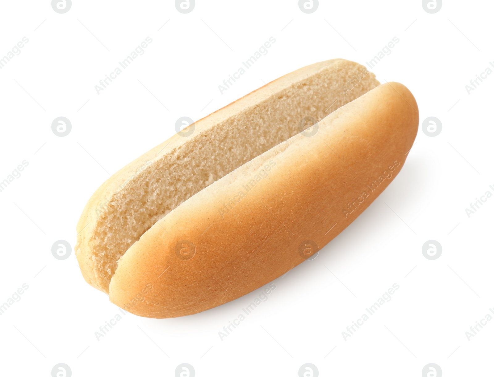 Photo of One fresh hot dog bun isolated on white