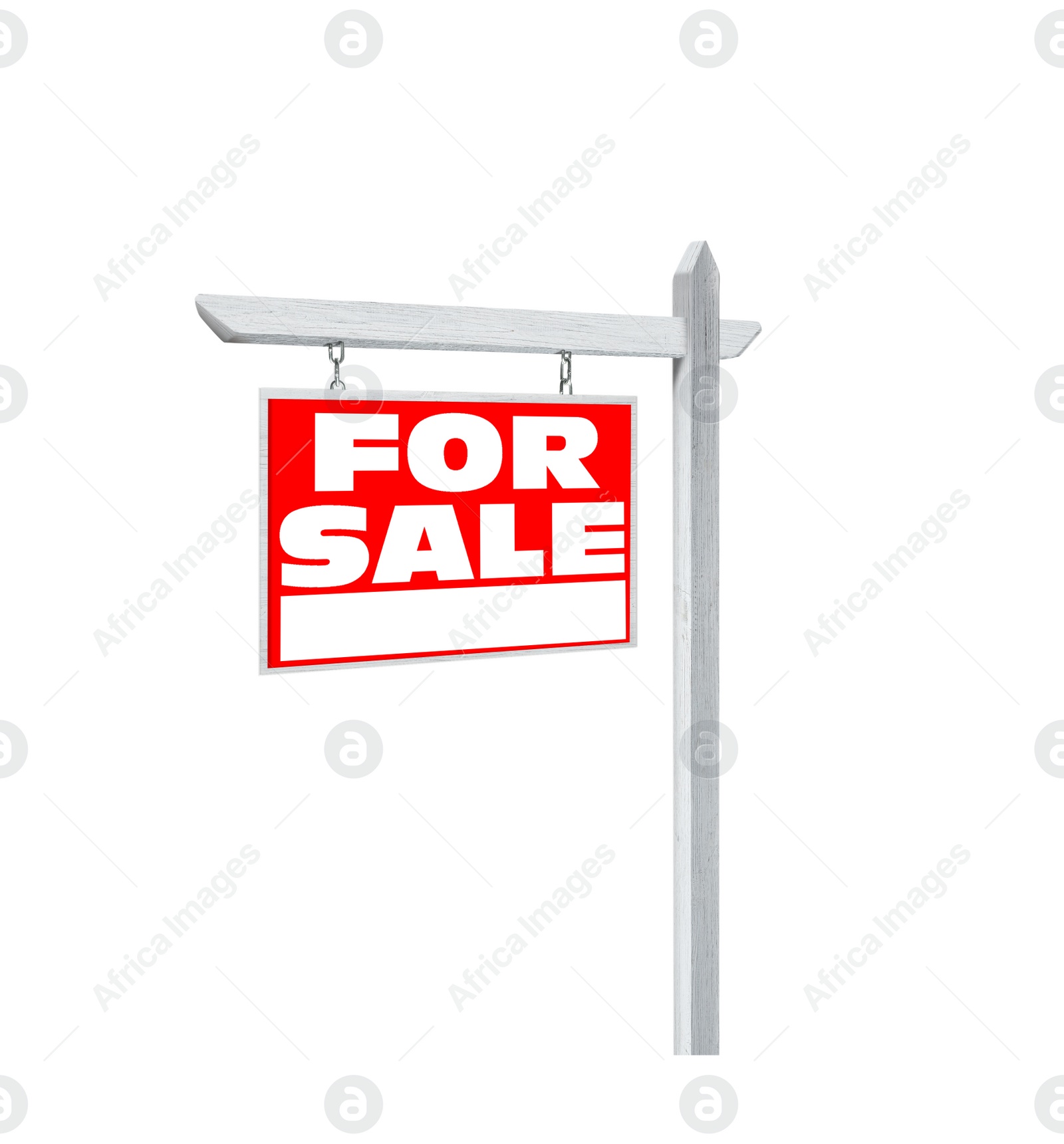 Image of Real estate sign with phrase FOR SALE on white background