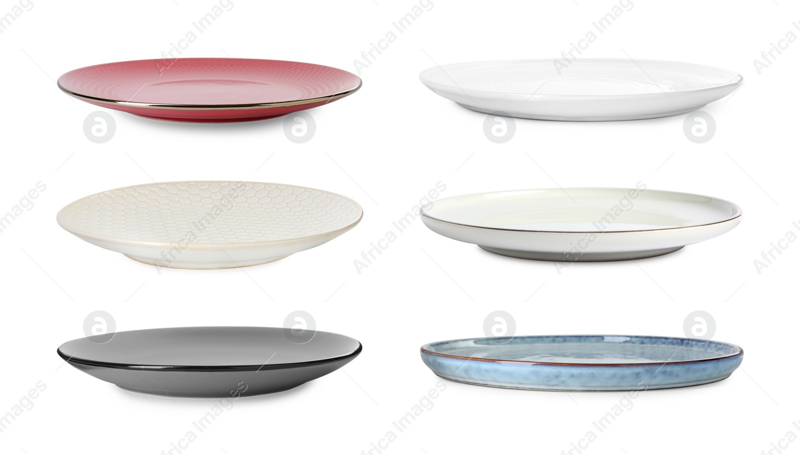 Image of Different clean plates isolated on white, set