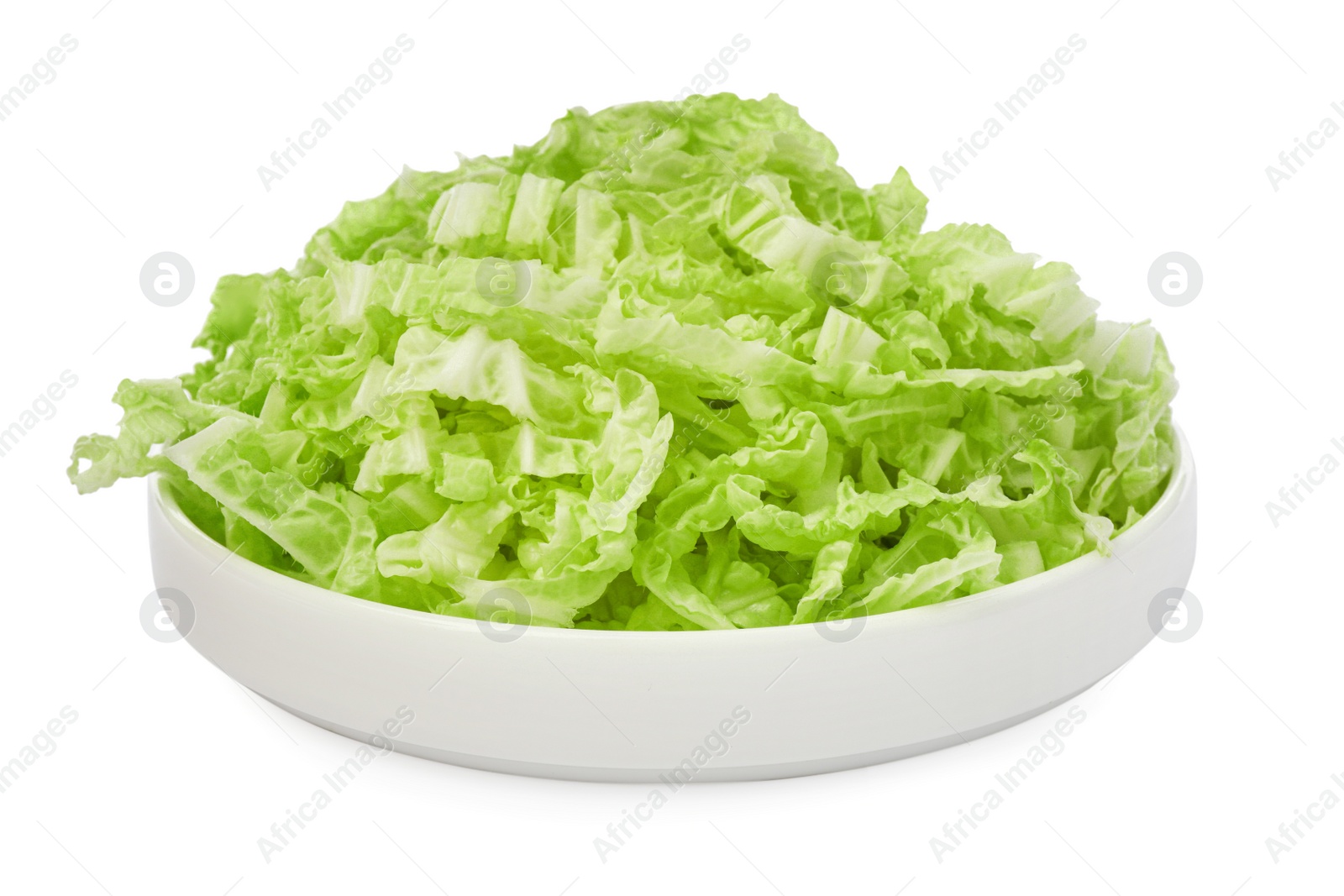 Photo of Pile of fresh ripe Chinese cabbage isolated on white