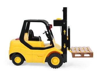 Photo of Yellow loader isolated on white. Children's toy