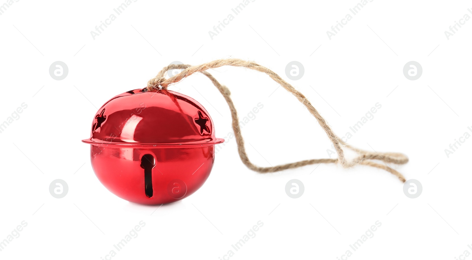 Photo of Shiny red sleigh bell isolated on white