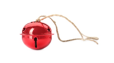 Shiny red sleigh bell isolated on white