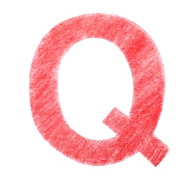 Photo of Letter Q written with red pencil on white background, top view