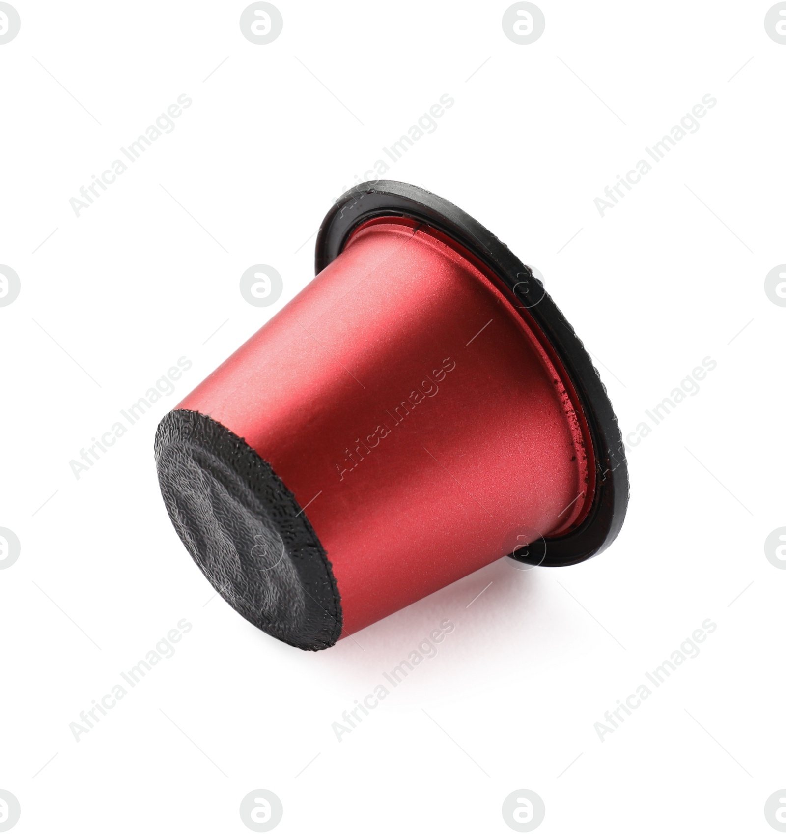 Photo of One plastic coffee capsule isolated on white