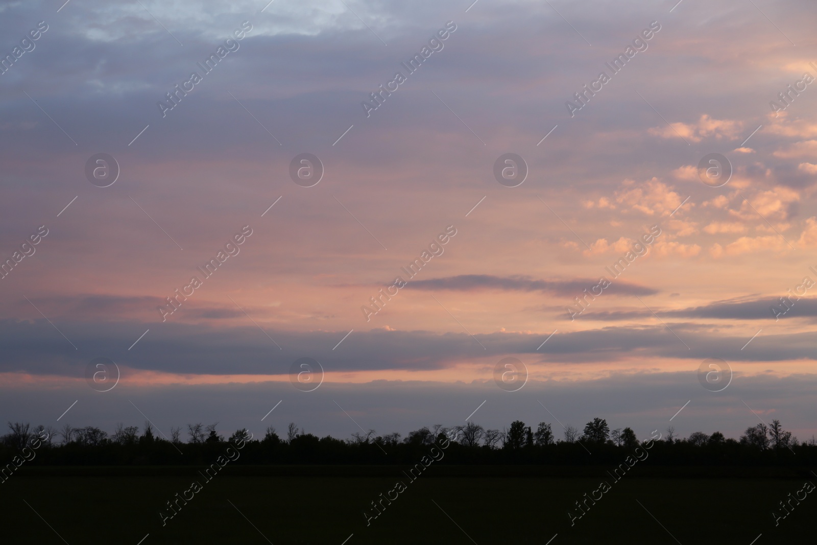 Picturesque view of beautiful countryside at sunset Photo of Picturesque view of beautiful countryside at sunset