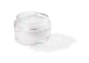 Loose face powder and rice isolated on white. Makeup product