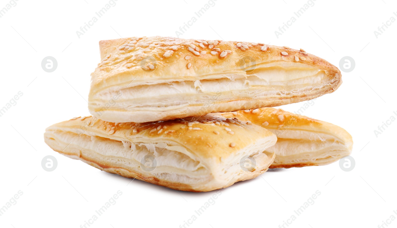 Photo of Delicious fresh puff pastries isolated on white