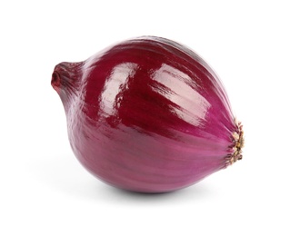 Photo of Fresh whole red onion on white background