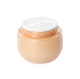 Face cream in jar on white background