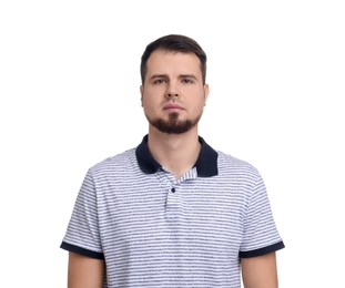 Portrait of young man on white background