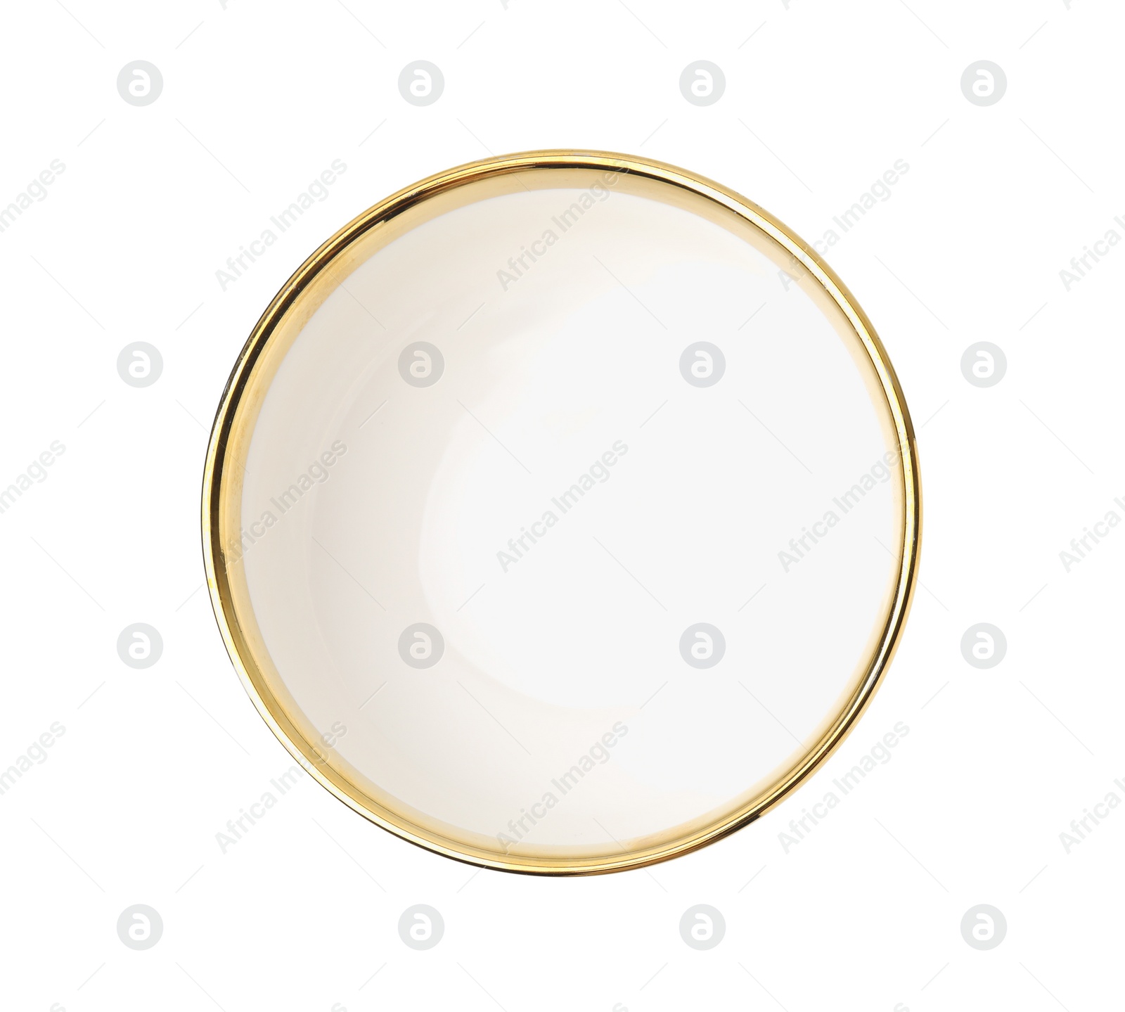 Photo of One ceramic bowl isolated on white, top view. Cooking utensil