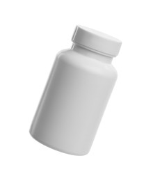 Photo of Blank plastic pill bottle isolated on white